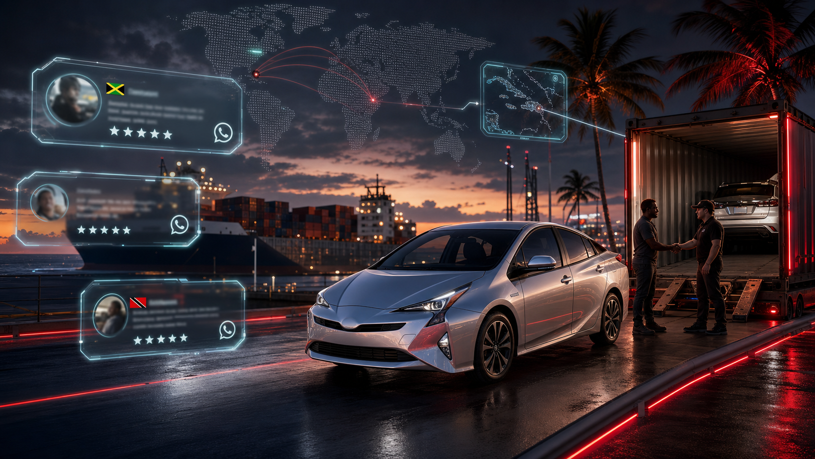 AI-generated Caribbean vehicle delivery scene